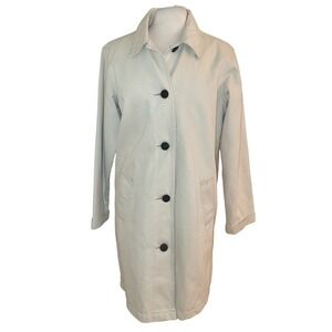 Vintage Denim & Co Cream Long Chore Field Barn Trench 100% Cotton Coat M